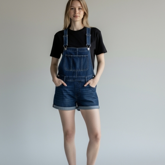 Nasty Gal Pants - Y2k Blue Shortalls Casual Adjustable Straps Bib Design Rachel Green Vibes sz S